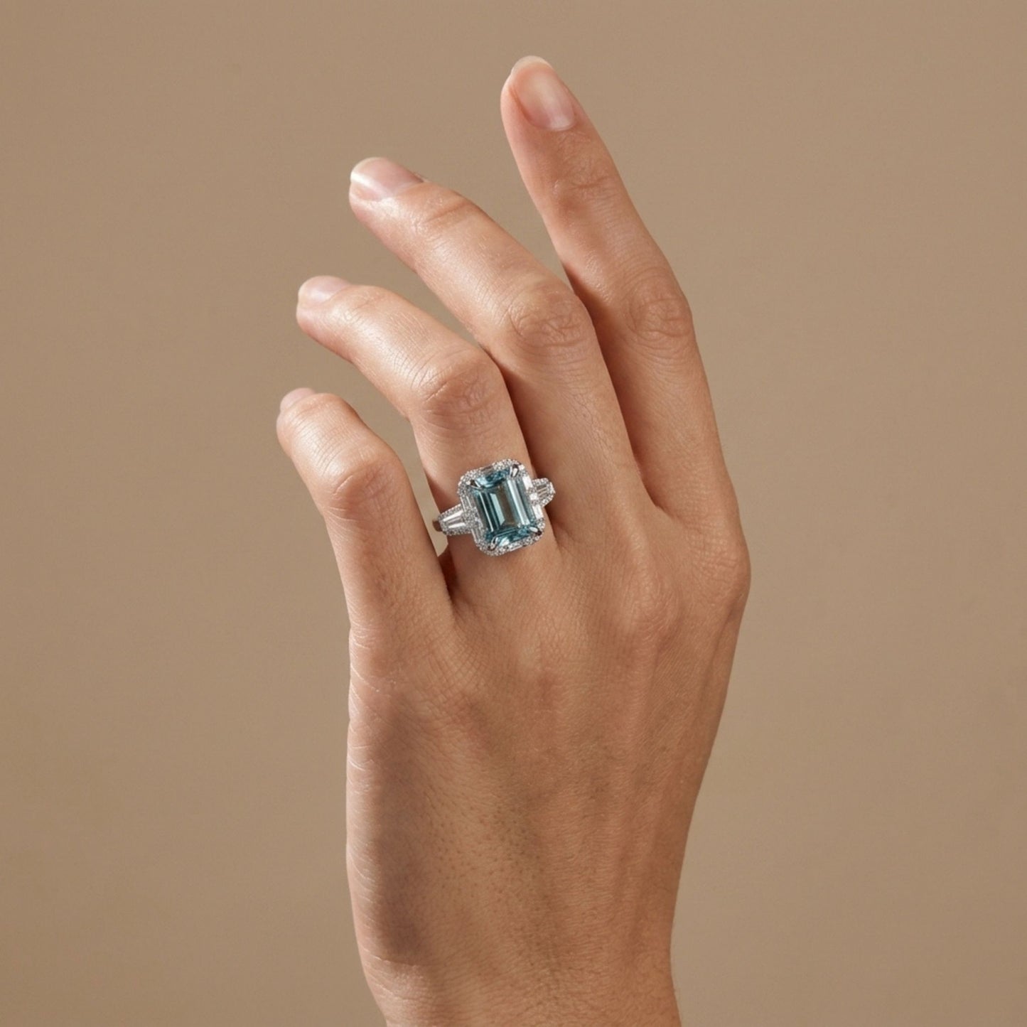 18K 4.02ct Emerald Cut Santa Maria Aquamarine 0.91cttw VS White Diamonds Ring