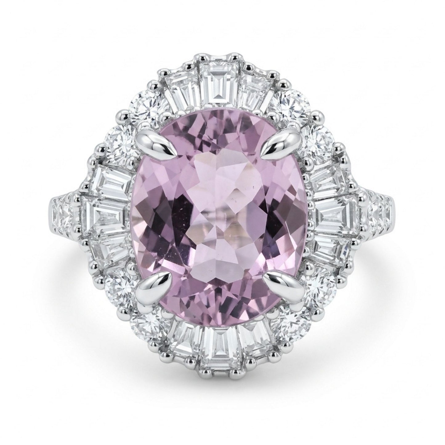 18K 3.66ct Oval Lavender Copper Bearing Tourmaline 1.24cttw White Diamonds Ring