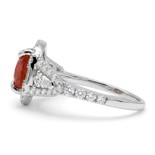 18K 3.05ct Cushion New Find Tanzanian Spinel 0.71cttw VS White Diamonds Ring