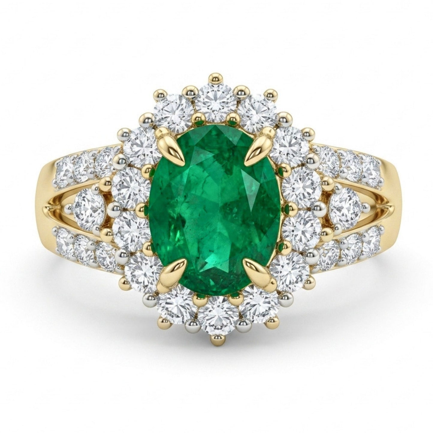 14K 1.18ct Oval Private Collection Colombian Emerald 0.79cttw VS White Diamonds Ring