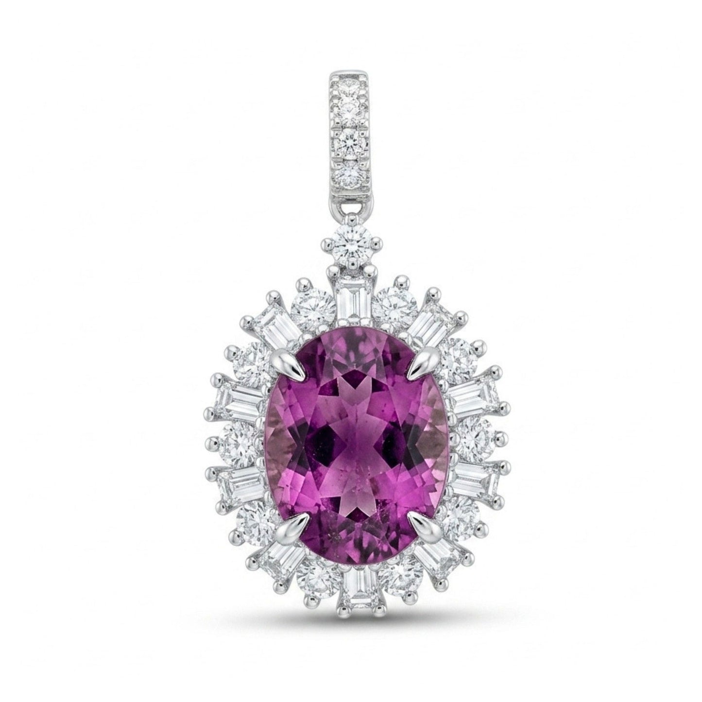 18K 4.47ct Oval Copper Bearing Tourmaline 1.21cttw White Diamonds Pendant