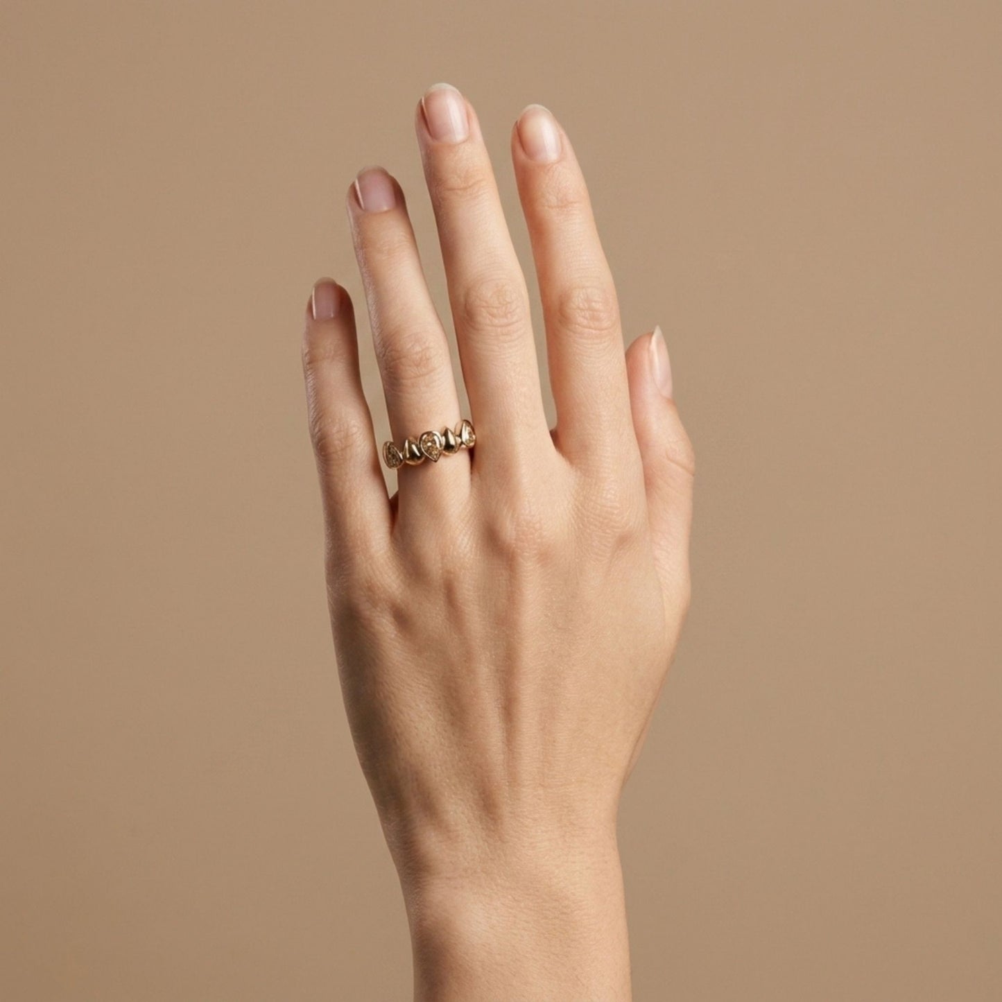 14K 1.15cttw Pear Shape VS Yellow Diamond Band Ring