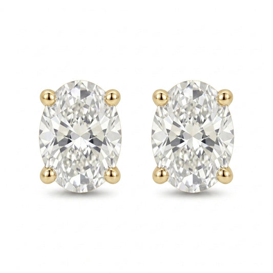 14K gold 1.00 cttw oval VS white diamond solitaire stud earrings