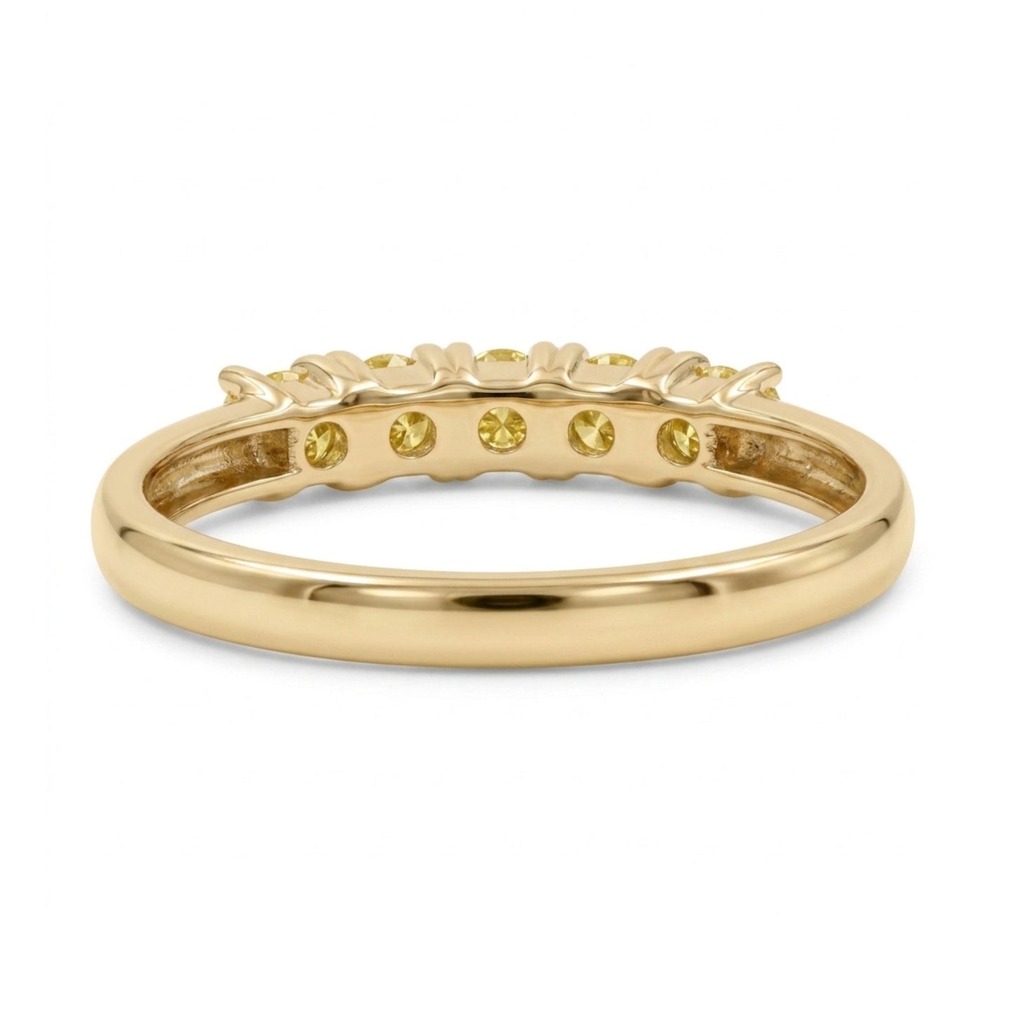 14K 1.10cttw Cushion VS Yellow Diamond 5 Stone Band Ring
