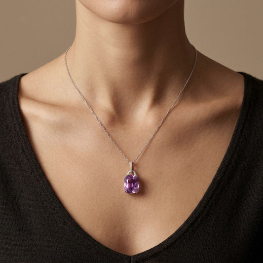 14K 3.37ct Cushion Kunzite 0.04cttw White Diamonds Pendant