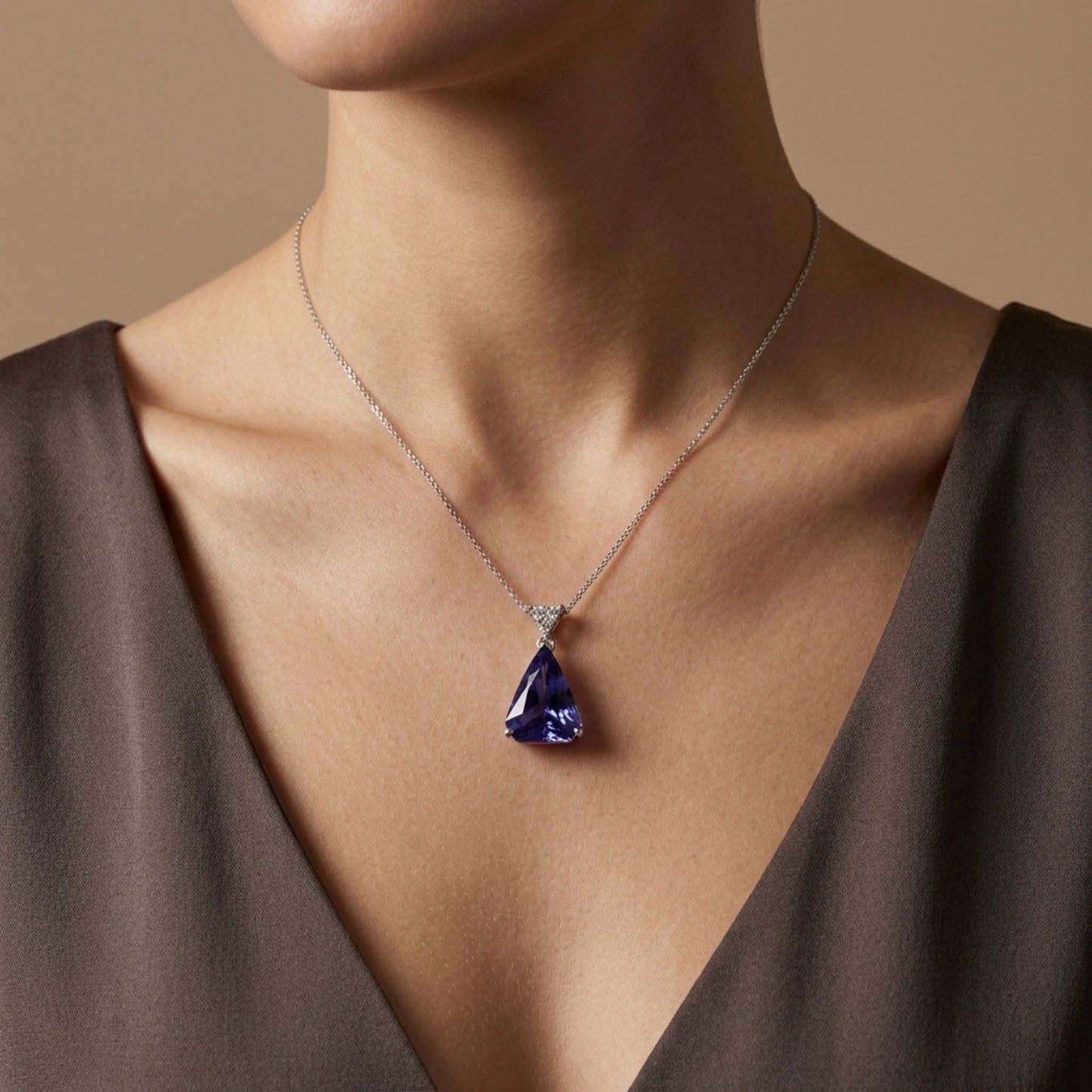 14K 4.80ct Fancy Cut Blue Wing Tanzanite 0.17cttw Trilliant VS Yellow Diamond Pendant