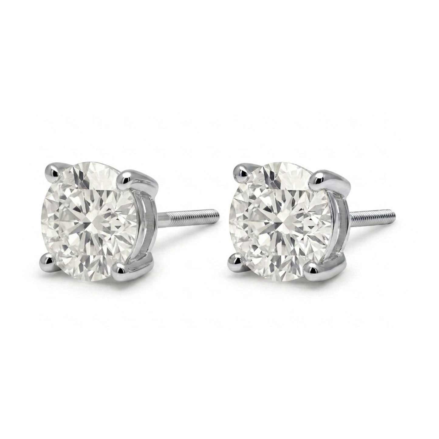 14K 2.00cttw Round VS White Diamond Solitaire Stud Earrings