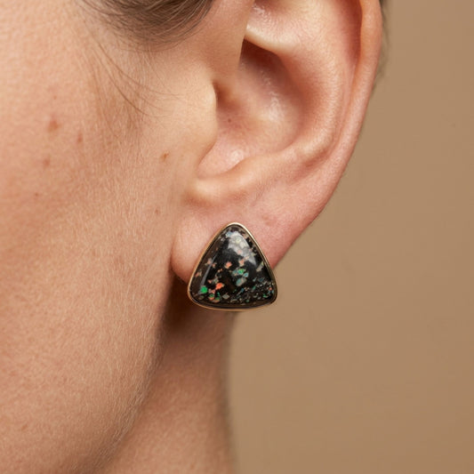 14K 17.80cttw Trilliant Leopard Opal Stud Earrings