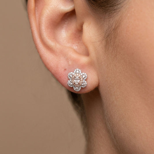 14K 0.36cttw Oval Pink Diamond 0.51cttw Pink & White Diamonds Stud Earrings