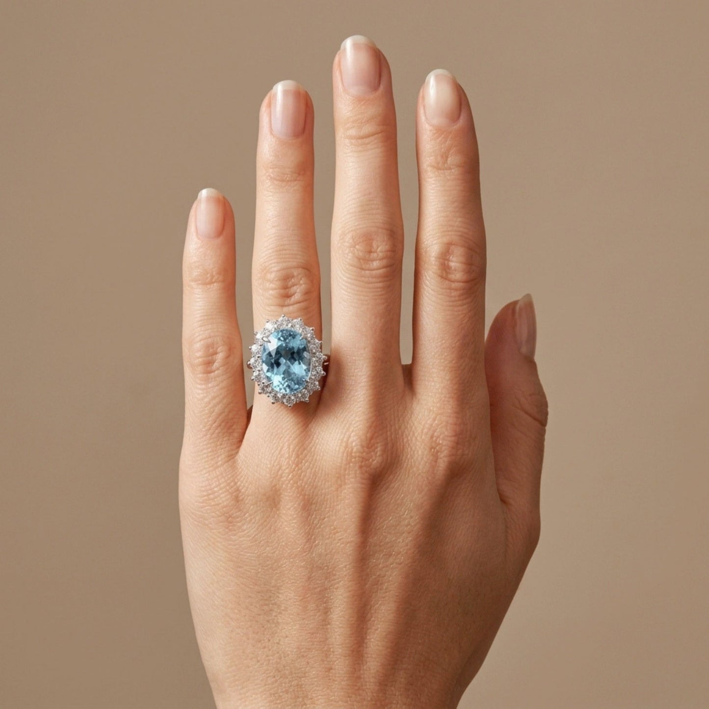Platinum 8.86ct Oval Santa Maria Aquamarine 1.65cttw White Diamonds Ring