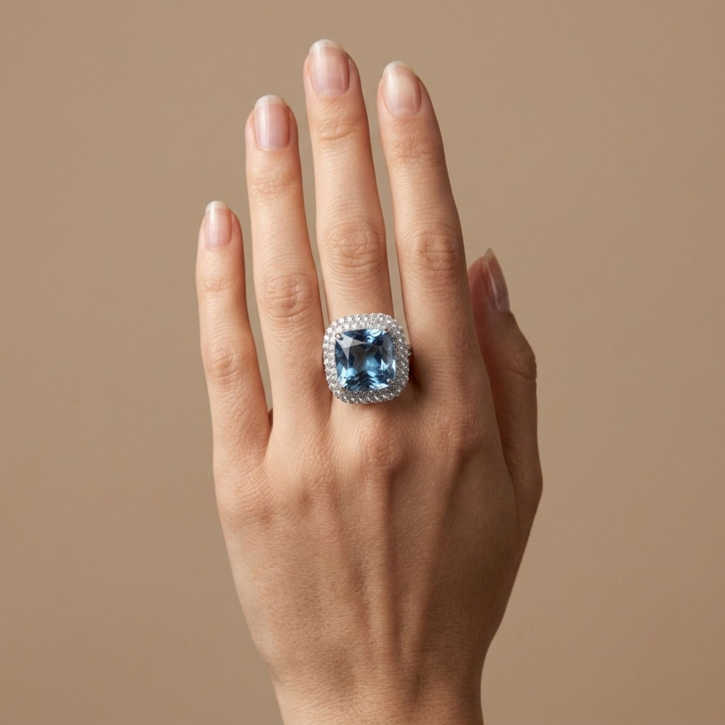 Platinum 9.54ct Cushion Santa Maria Aquamarine 1.35cttw White Diamonds Ring
