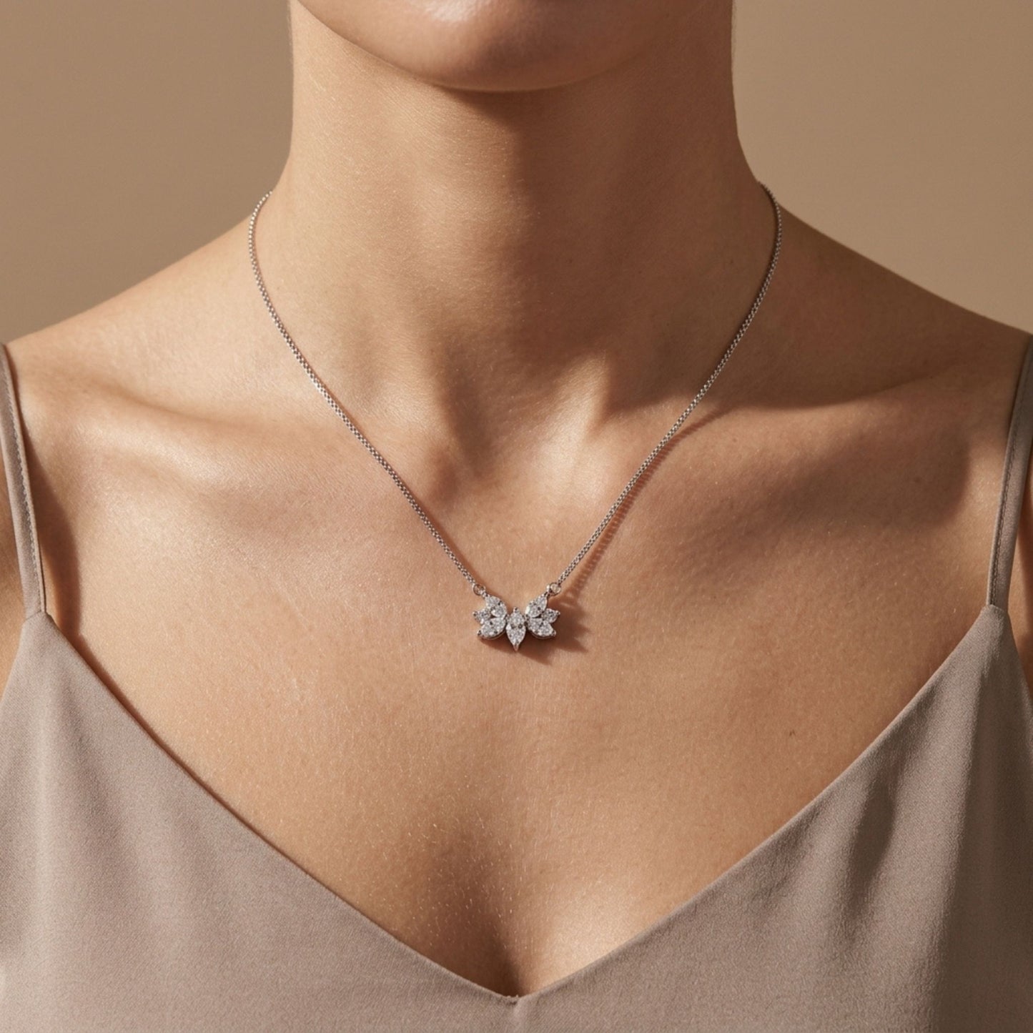 Platinum 0.25cttw Marquise White Diamond Necklace