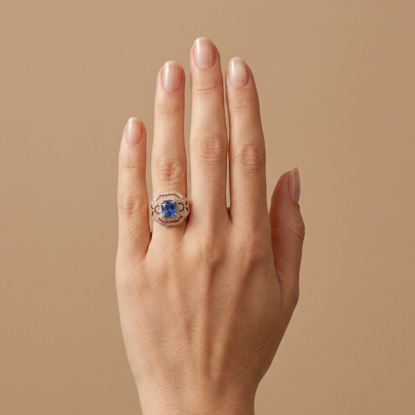 14K 2.25ct Cushion Unheated Cornflower Blue Sapphire 0.43cttw VS White Diamonds Ring