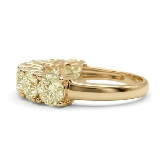14K 3.17cttw Round VS Light Yellow Diamond Band Ring