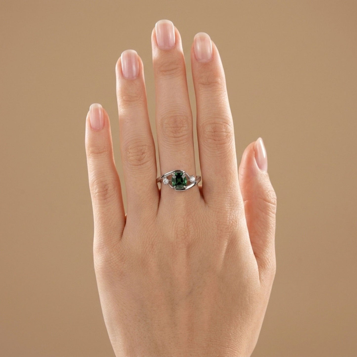 14K 1.17ct Cushion Lagoon Tourmaline 0.14cttw VS White Diamonds Ring