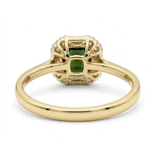 14K 2.05ct Asscher Cut Color Change Sphene 0.40cttw VS White Diamonds Ring