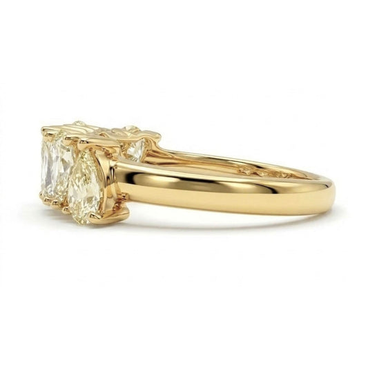 14K 1.34cttw Pear Shape VS Yellow Diamond Band Ring