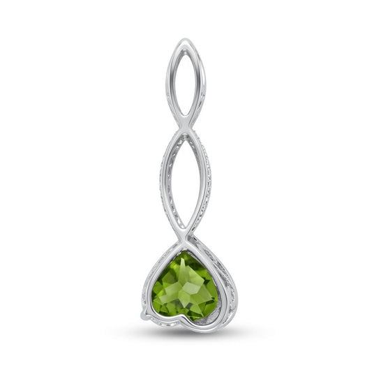 14K 2.50ct Heart Shape Peridot 0.15cttw VS White Diamonds Pendant