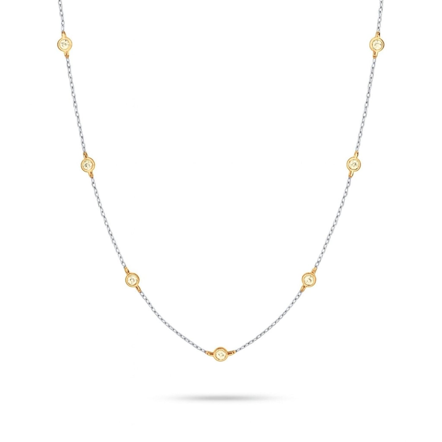 14K 0.30cttw Round Yellow Diamond Station Necklace