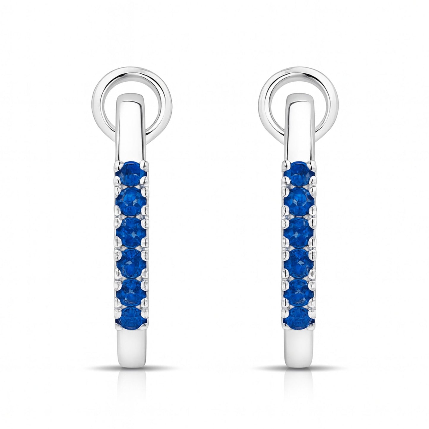 14K 0.31cttw Round Blue Sapphire Hoop Earrings