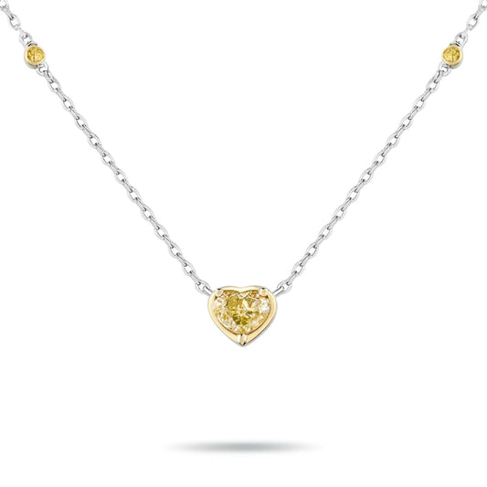 14K 0.50ct Heart Shape VS Yellow Diamond 0.03cttw VS Yellow Diamonds Necklace