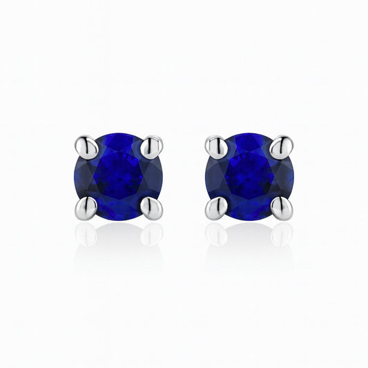 14K 0.50cttw Round Blue Sapphire Solitaire Stud Earrings