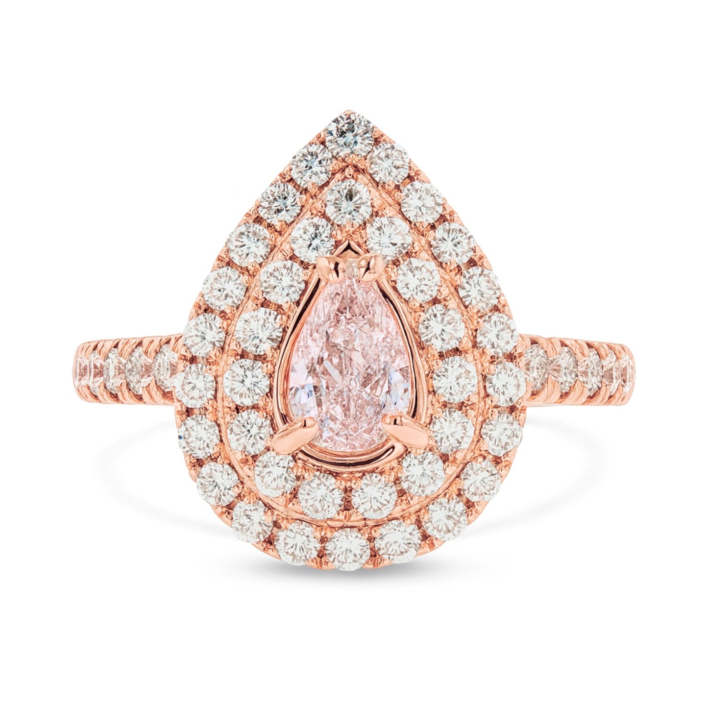 14K 0.51ct Pear Shape SI1 Pink Diamond 0.77cttw VS White Diamonds Ring GIA #5423296740