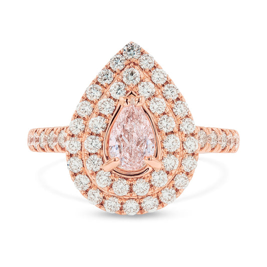 14K 0.51ct Pear Shape SI1 Pink Diamond 0.77cttw VS White Diamonds Ring GIA #5423296740
