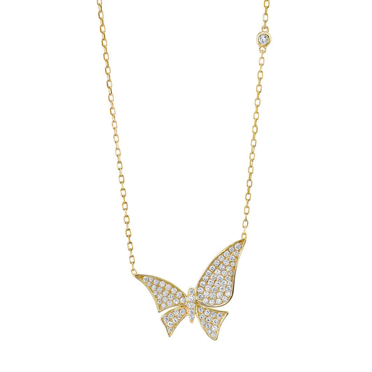 14K 0.53cttw VS White Diamonds Butterfly Necklace