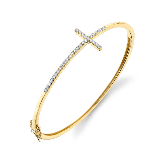 14K 0.56cttw VS White Diamonds Cross Bangle