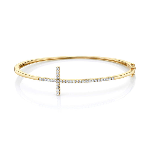 14K 0.56cttw VS White Diamonds Cross Bangle