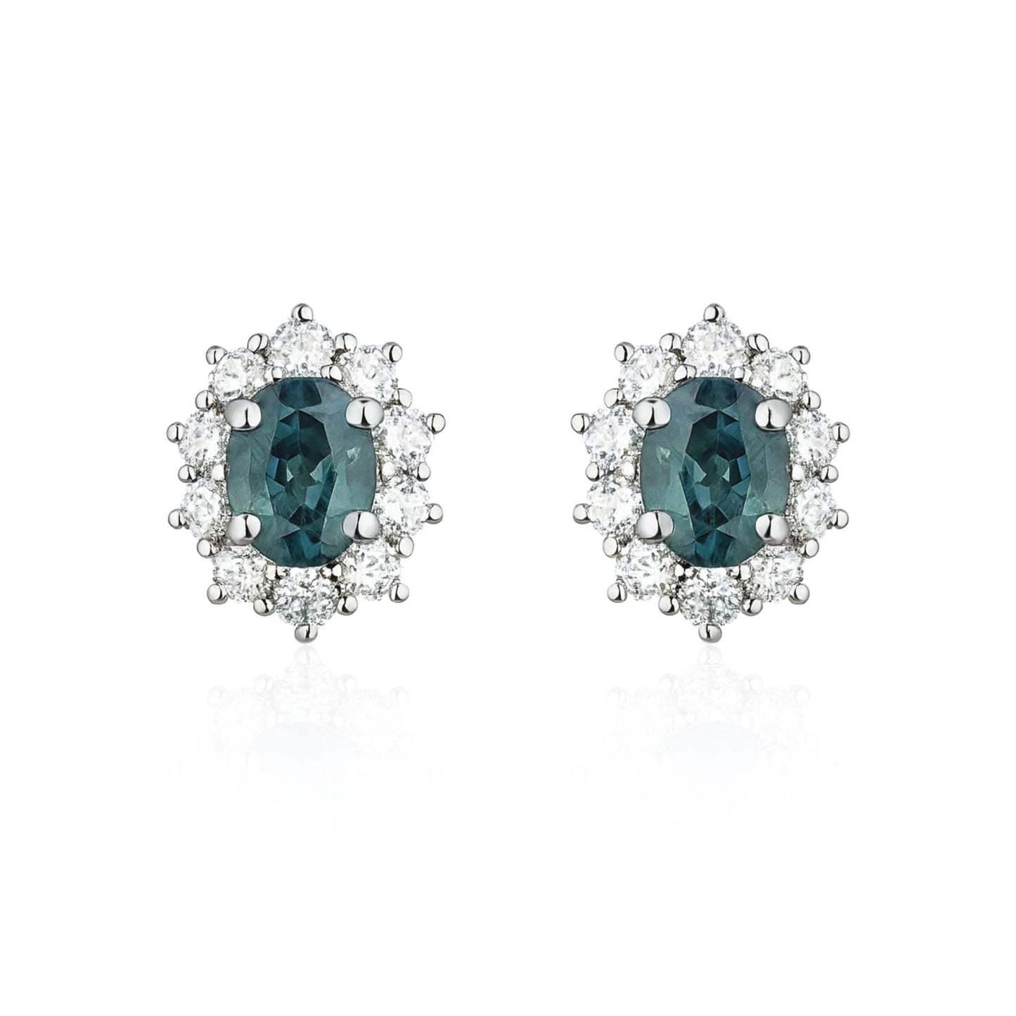 14K 0.64cttw Oval Alexandrite 0.24cttw White Diamonds Stud Earrings