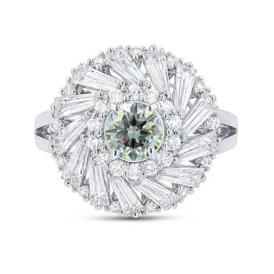 14K 0.72ct Round SI2 Chameleon Diamond 1.70cttw VS White Diamonds Ring GIA #2225986092
