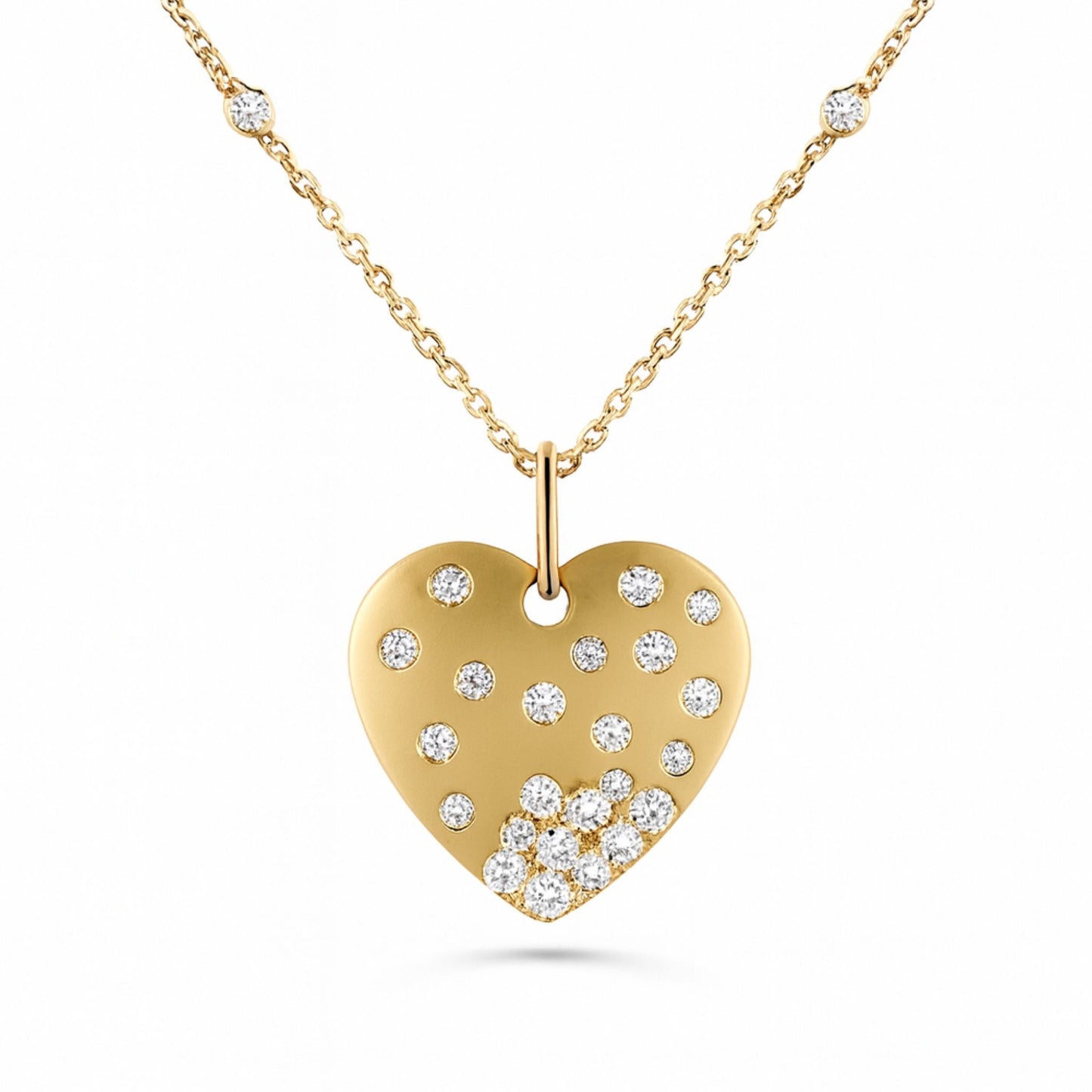 14K 0.80cttw Round White Diamond Heart Necklace