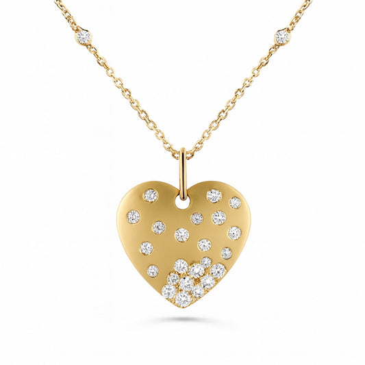 14K 0.80cttw Round White Diamond Heart Necklace