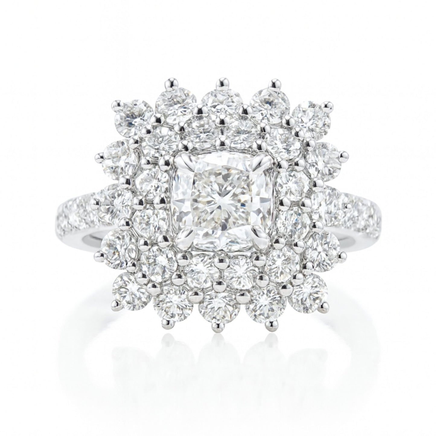 14K 1.00ct Cushion H SI1 White Diamond 1.96cttw VS White Diamonds Ring GIA#6422475989