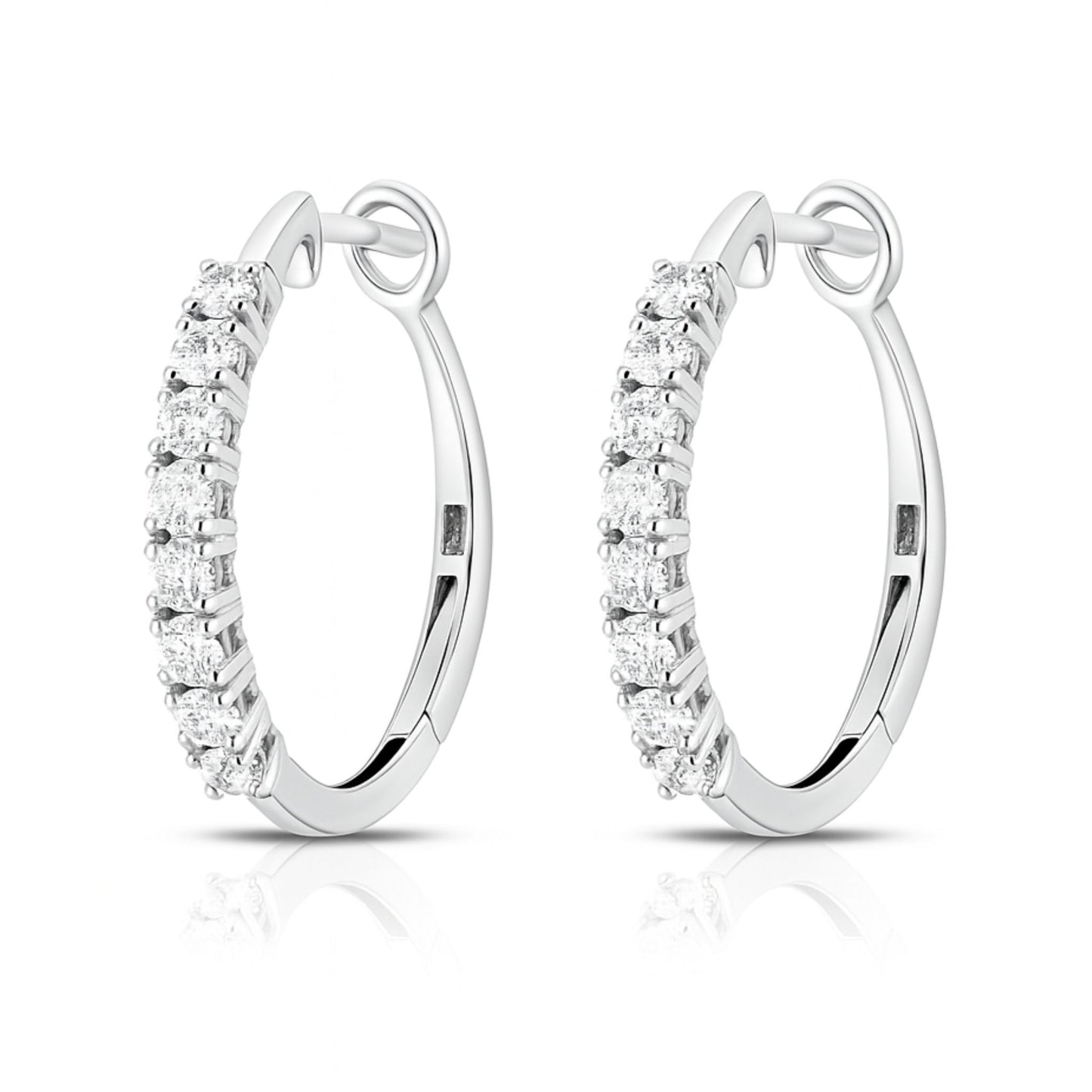 14K 1.04cttw Round VS White Diamond Hoop Earrings