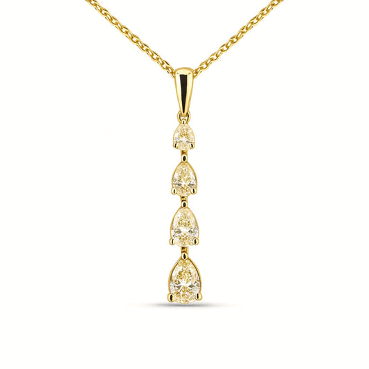 14K 1.00cttw Pear Shape VS Yellow Diamond Pendant