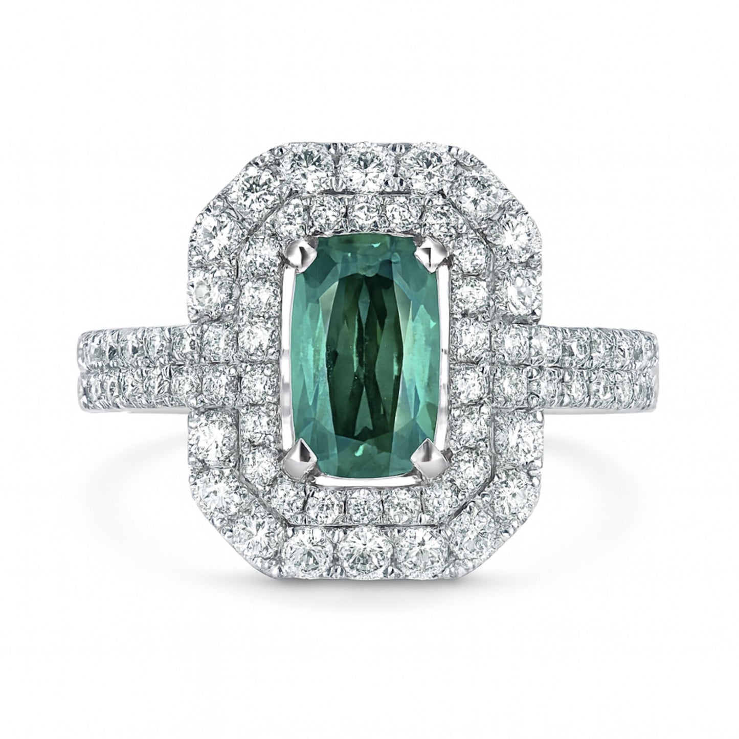 14K 1.25ct Cushion Alexandrite 1.00cttw VS White Diamonds Ring GIA#5416237865