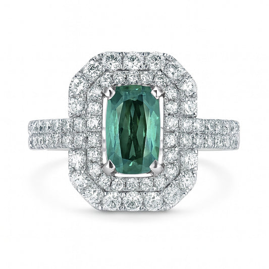 14K 1.25ct Cushion Alexandrite 1.00cttw VS White Diamonds Ring GIA#5416237865