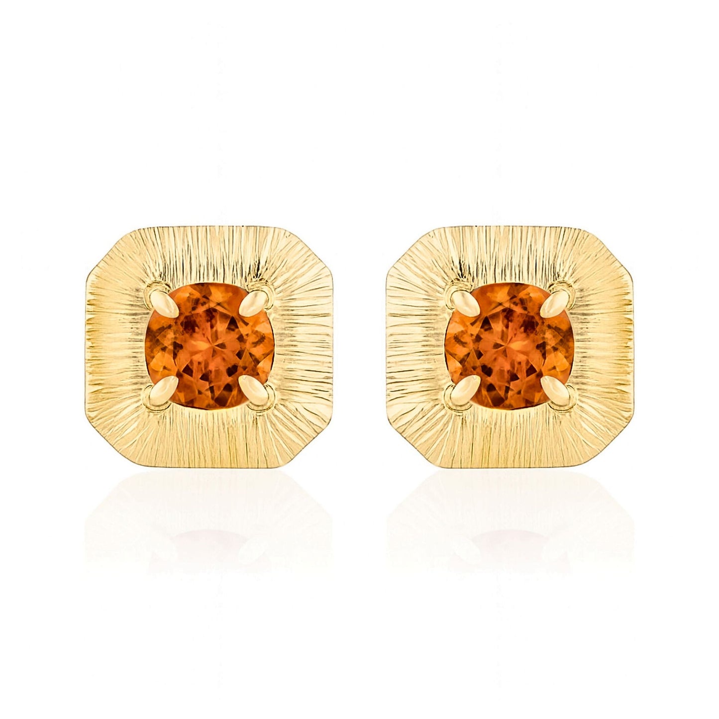 14K 1.38cttw Round Mandarin Garnet Stud Earrings
