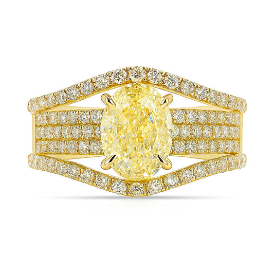 14K 1.40ct Oval VS Yellow Diamond 1.05cttw White Diamonds Ring