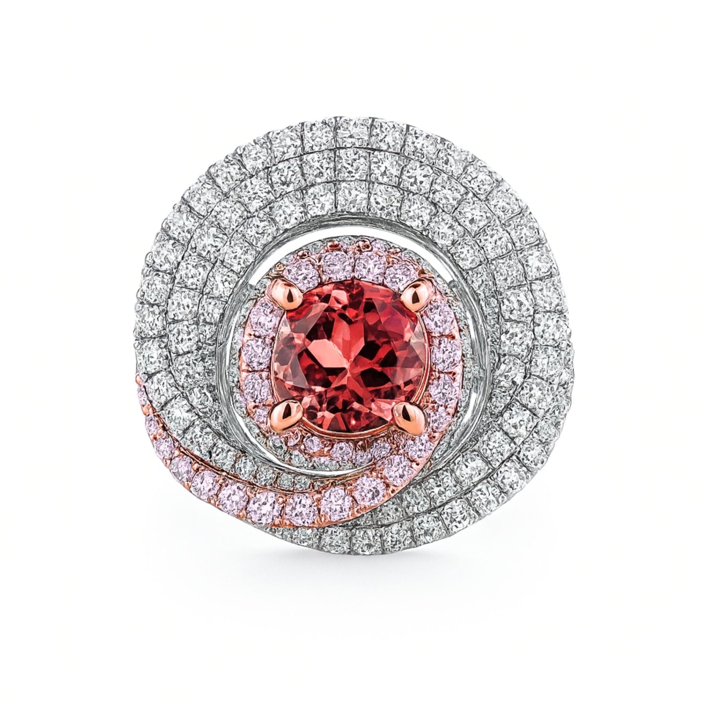 14K 1.47ct Round Private Collection Imperial Topaz 1.66cttw Pink & White Diamonds Ring