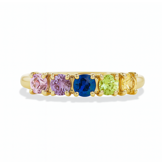 14K 1.50cttw Round Multi-Color Sapphire Band Ring