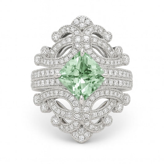 14K 1.83ct Cushion New Find Tourmaline 1.08cttw VS White Diamonds Ring