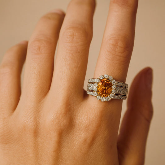 14K 1.84ct Oval Private Collection Mandarin Garnet 1.11cttw VS White Diamonds Ring