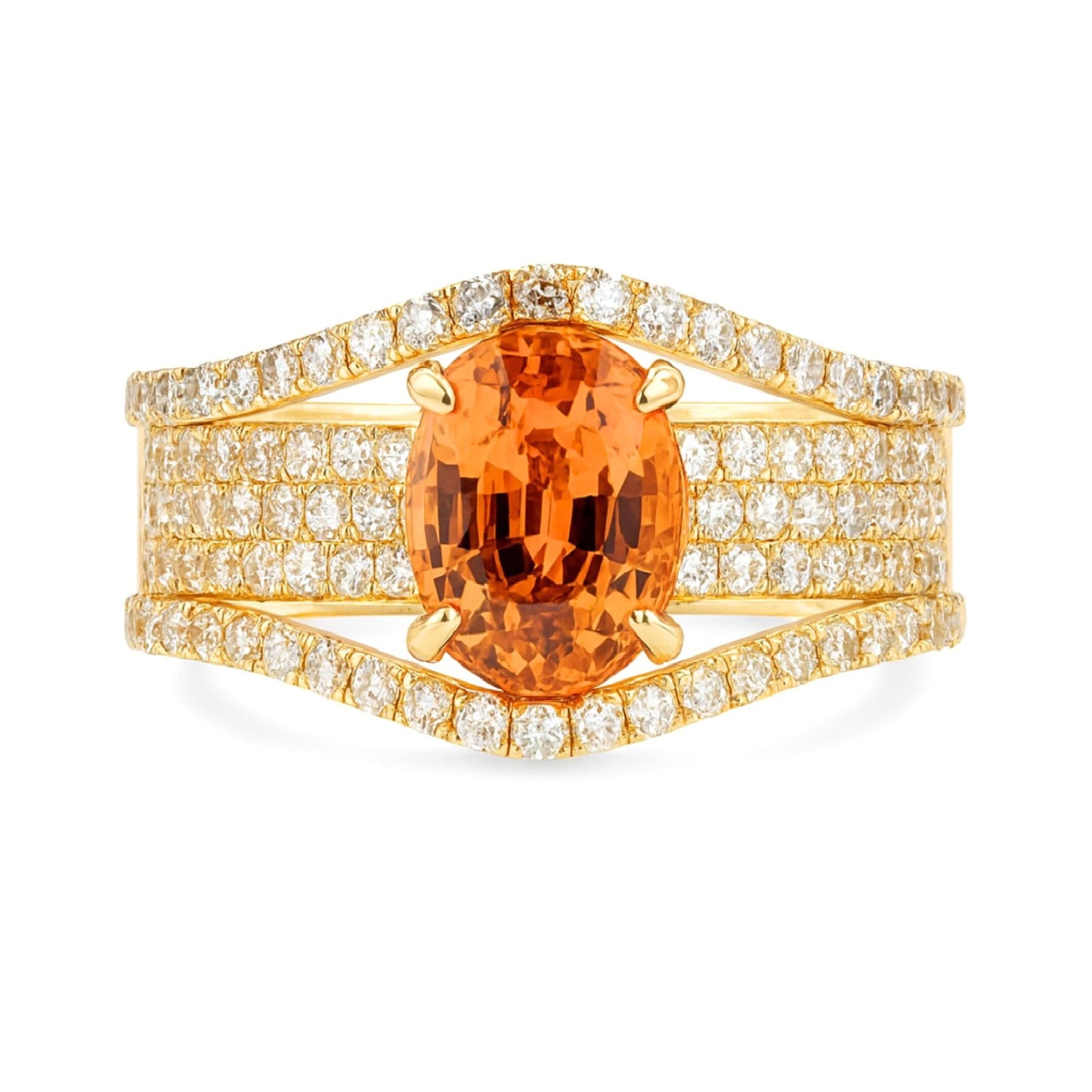 14K 2.00ct Oval Private Collection Mandarin Garnet 1.05cttw VS White Diamonds Ring
