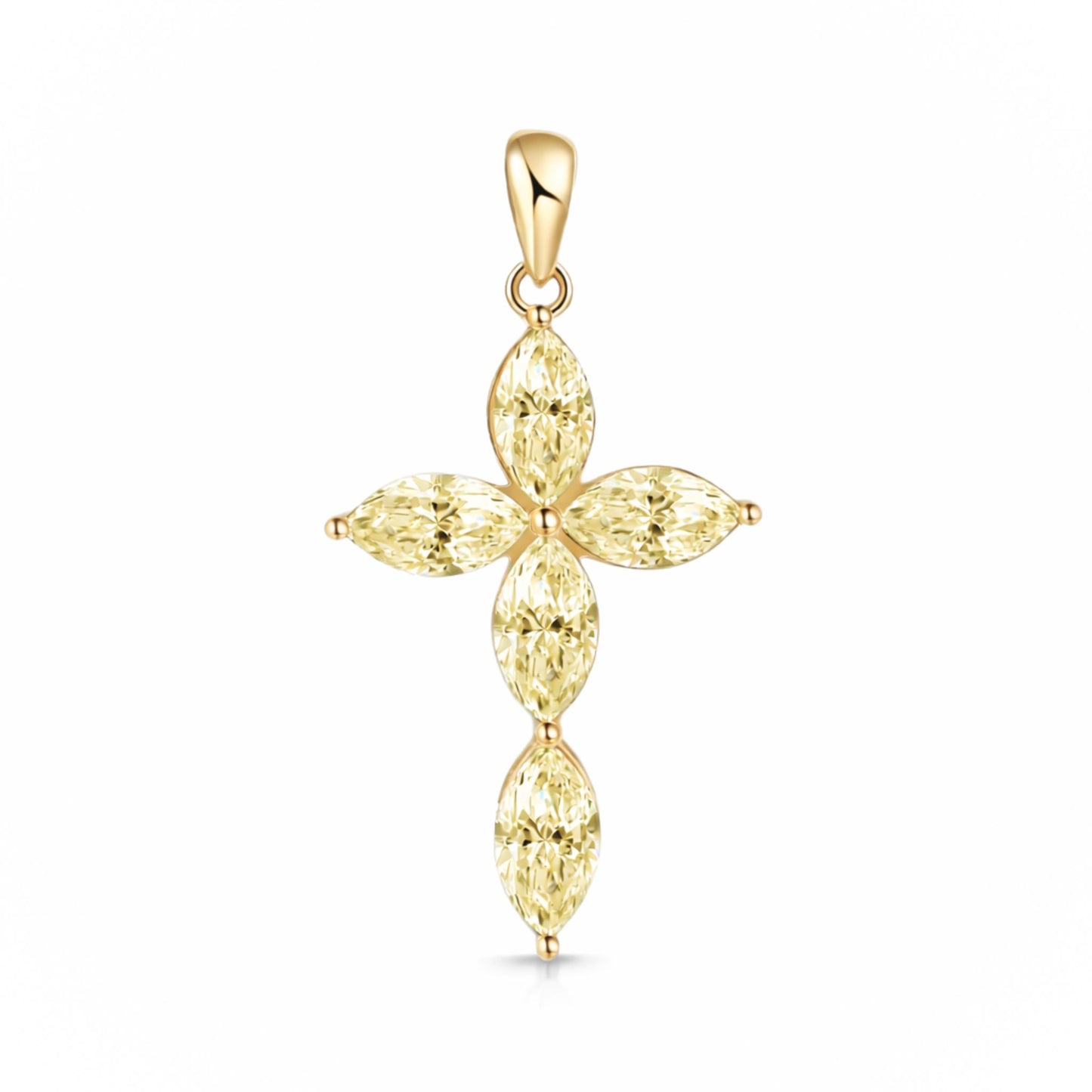 14K 2.00cttw Marquise VS Yellow Diamond Cross Pendant