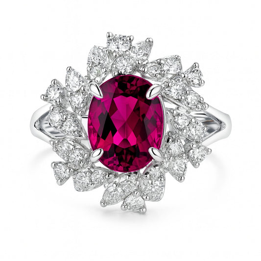 14K 2.03ct Oval Copper Bearing Tourmaline 0.76cttw White Diamonds Ring