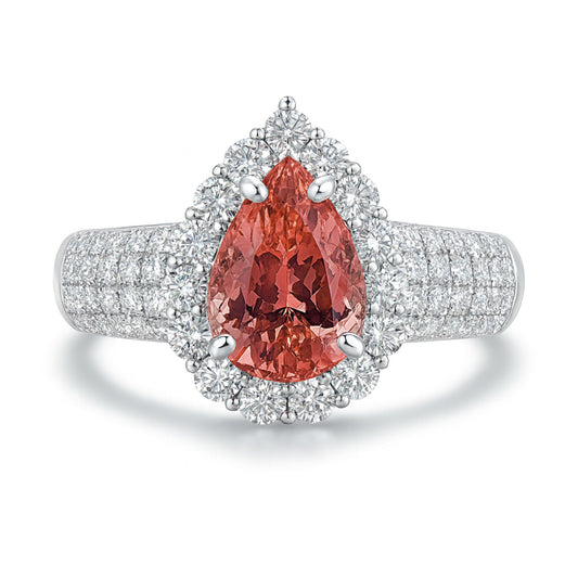 14K 2.03ct Pear Shape Private Collection Imperial Topaz 0.86cttw VS White Diamonds Ring